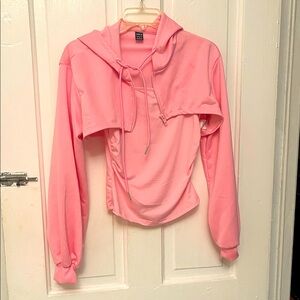 Pink Cropped Hoodie with tank